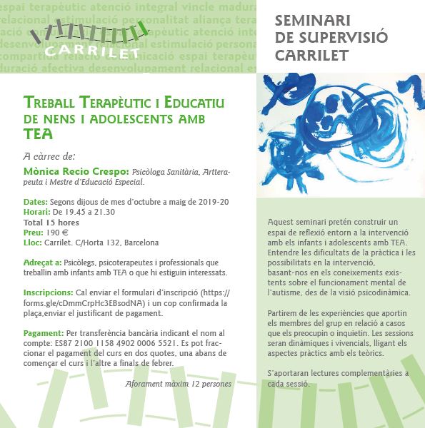 TREBALL TERAPÈUTIC I EDUCATIU AMB INFANTS I ADOLESCENTS AMB TEA