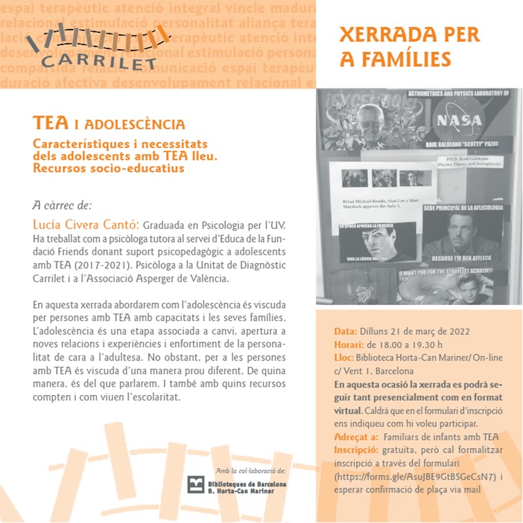 TEA i adolescència Carrilet Xerrada famílies